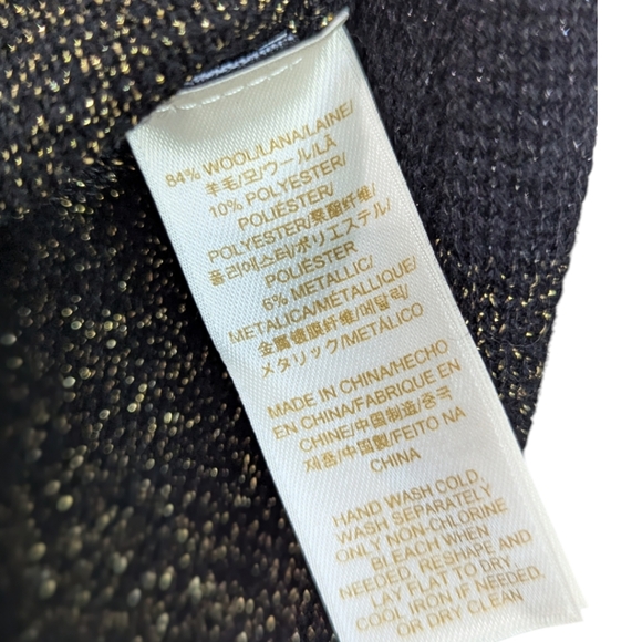 KATE SPADE Freyda Sparkle Stripe Wool Blend Knit Black Gold Dress Sz M 388$ - Picture 5 of 6